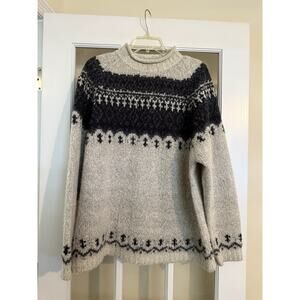 Vintage Urbanwear wool blend sweater men’s patterned grey grandpa sweater large